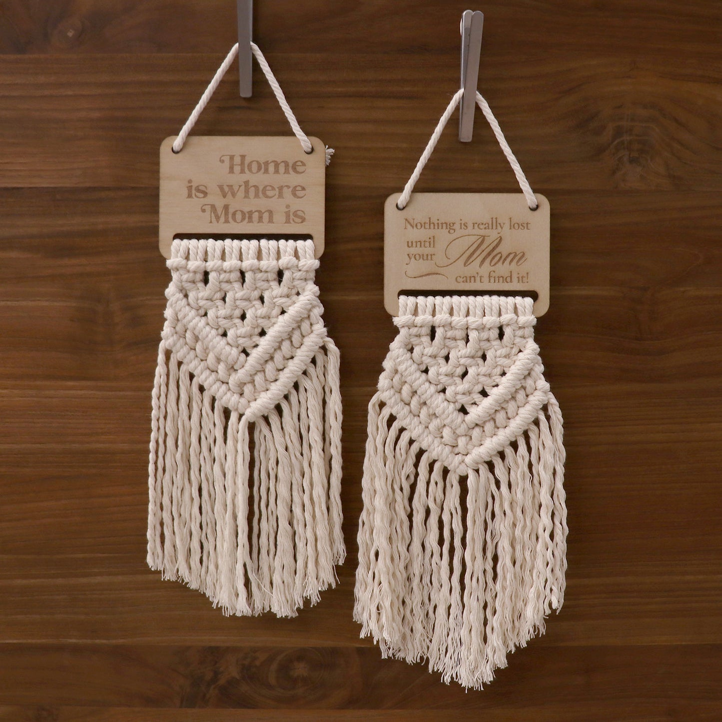 Mom Macrame Wall Hanging Quote