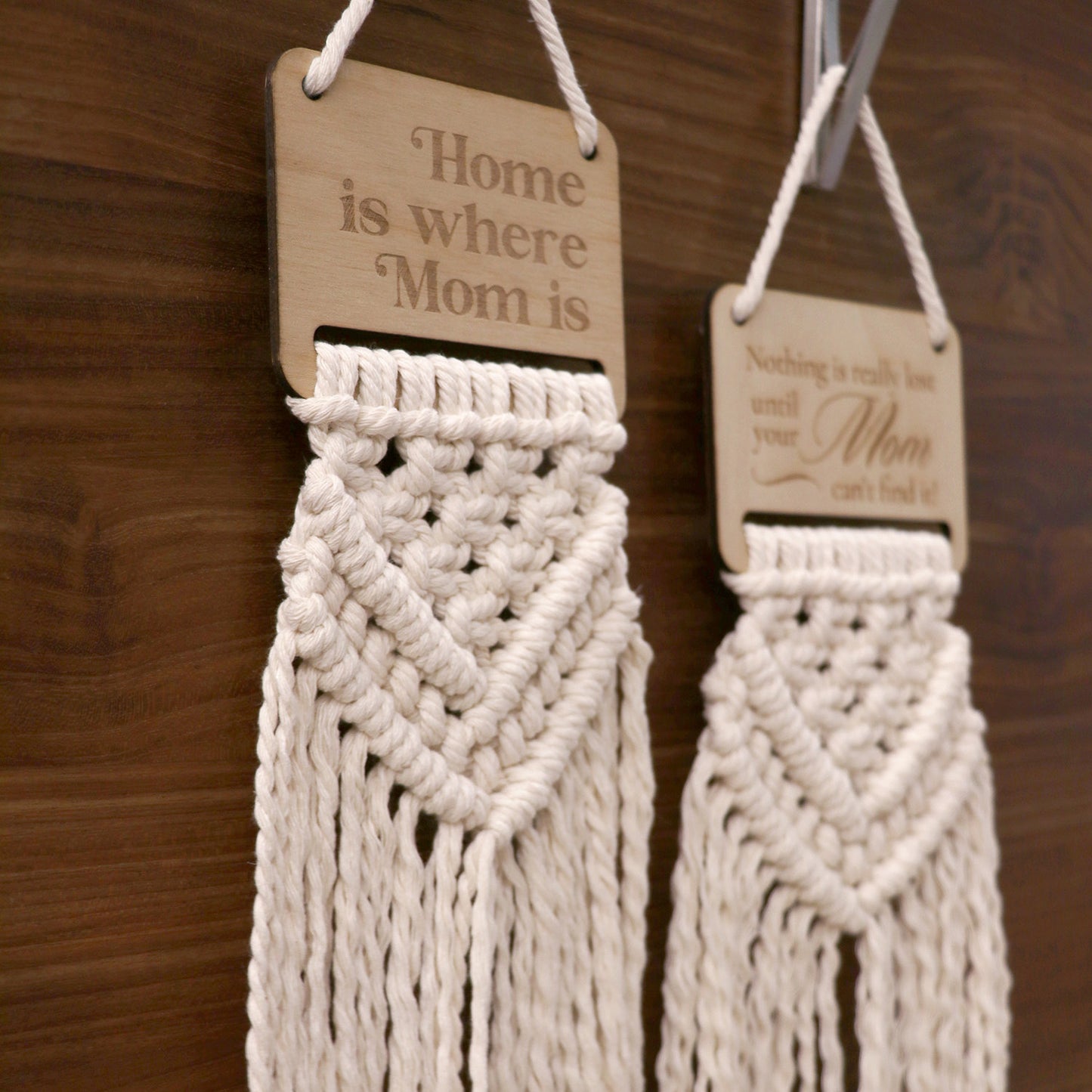 Mom Macrame Wall Hanging Quote