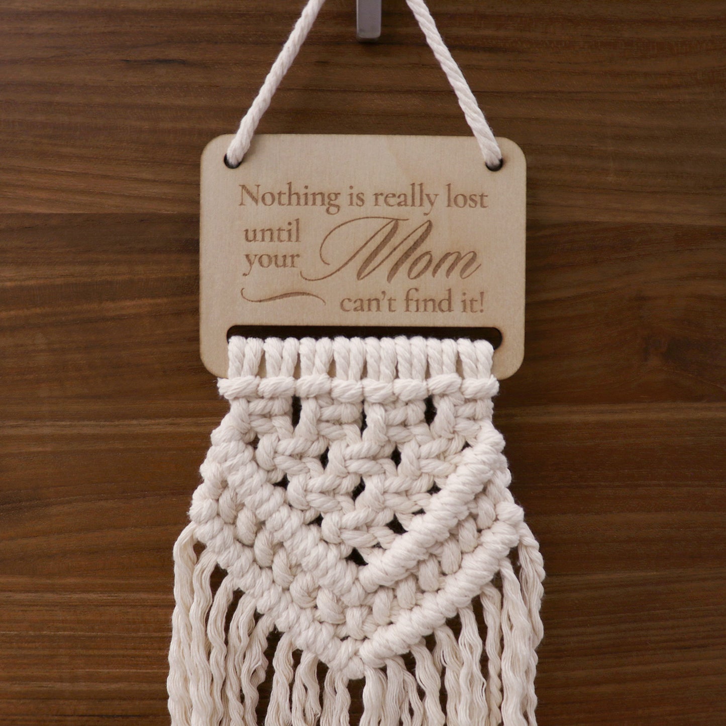 Mom Macrame Wall Hanging Quote